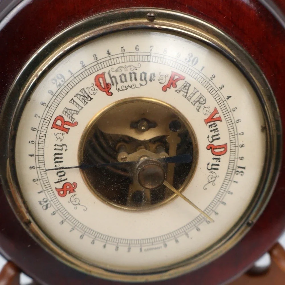 Early Old Wooden Barometer 6